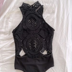 Rumor Boutique Black Crochet Bodysuit